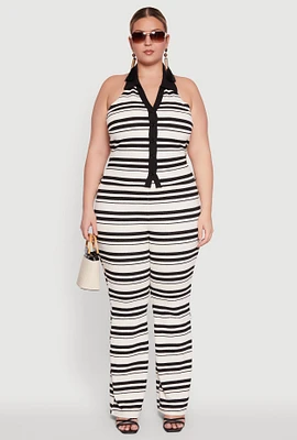 Womens Plus Size High Waisted Striped Casual Pants, Multi, Size 1X