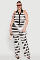 Womens Plus Size High Waisted Striped Casual Pants, Multi, Size 1X