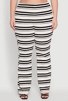 Womens Plus Size High Waisted Striped Casual Pants, Multi, Size 1X