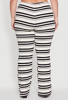 Womens Plus Size High Waisted Striped Casual Pants, Multi, Size 1X