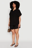 Womens Plus Airy Cargo Pocket Shirt,