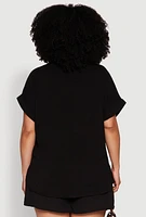 Womens Plus Airy Cargo Pocket Shirt,