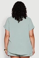 Womens Plus Airy Cargo Pocket Shirt,