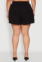 Womens Plus Size Airy Elastic Waist Shorts, Black, Size 2X