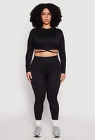 Womens Plus Seamless Rib Knit High Waist Leggings, 1X-2X