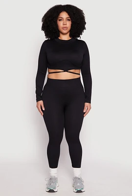 Womens Plus Seamless Rib Knit High Waist Leggings,