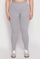Womens Plus Seamless Rib Knit High Waist Leggings, 2X-3X