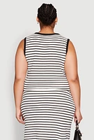 Womens Plus Size Textured Knit Crop Top, Multi, Size 1X