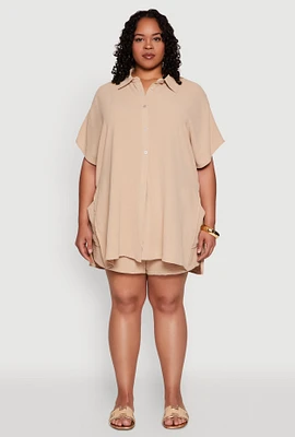 Womens Plus Airy Drawstring Detail Shorts,