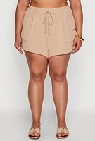 Womens Plus Airy Drawstring Detail Shorts,