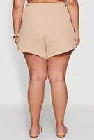 Womens Plus Airy Drawstring Detail Shorts,