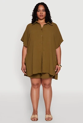 Womens Plus Airy Drawstring Detail Shorts, 2X