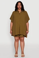 Womens Plus Airy Drawstring Detail Shorts, 2X