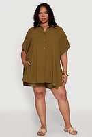 Womens Plus Airy Drawstring Detail Shorts, 2X