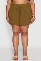 Womens Plus Airy Drawstring Detail Shorts, 2X