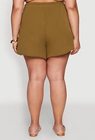 Womens Plus Airy Drawstring Detail Shorts, 2X