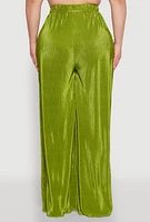 Womens Plus Size Plisse Palazzo Pants, Green, Size 2X