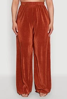 Womens Plus Size Plisse Palazzo Pants, Orange, Size 1X