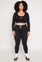 Womens Plus Seamless Lace Up Leggings,