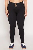 Womens Plus Seamless Lace Up Leggings,