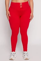 Womens Plus Seamless Lace Up Leggings, 1X-2X