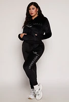 Womens Plus Rocawear Rhinestone Velour Hoodie,