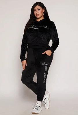 Womens Plus Rocawear Rhinestone Velour Joggers,