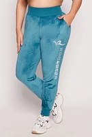 Womens Plus Size Rocawear Rhinestone Velour Joggers, Blue, Size 3X