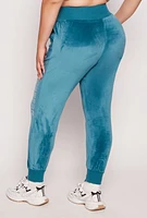 Womens Plus Size Rocawear Rhinestone Velour Joggers, Blue, Size 3X