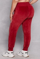 Womens Plus Size Rocawear Rhinestone Velour Joggers, Red, Size 1X