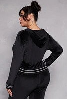 Womens Plus Size Rocawear Velour Zip Front Hoodie, Black, Size 1X