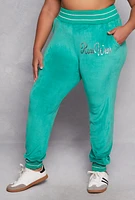 Womens Plus Rocawear Velour Joggers, Green,