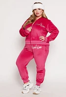 Womens Plus Size Rocawear Velour Joggers, Pink, Size 3X