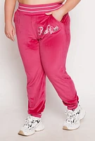 Womens Plus Size Rocawear Velour Joggers, Pink, Size 3X