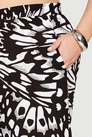 Womens Plus Size Abstract Butterfly Print Palazzo Pants, Multi, Size 2X