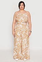 Womens Plus Abstract Butterfly Print Palazzo Pants, 2X
