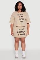 Womens Plus Trendy Mineral Wash Entire Vibe Graphic Tee, 3X