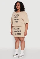 Womens Plus Trendy Mineral Wash Entire Vibe Graphic Tee, 3X