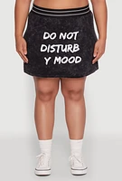 Womens Plus Varsity Stripe Waistband Mineral Wash Graphic Skirt,