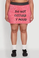 Womens Plus Size Varsity Stripe Waistband Mineral Wash Graphic Skirt, Pink, Size 3X