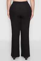 Womens Plus Rib Knit Wide Leg Pants,