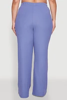 Womens Plus Size Rib Knit Wide Leg Pants, Blue, Size 3X