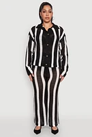 Womens Plus Size Daisy Striped Crochet Pants, Black, Size 3X