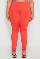 Womens Plus Daisy High Waist Leggings, Orange,