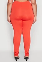 Womens Plus Daisy High Waist Leggings, Orange,
