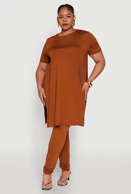 Womens Plus Size Daisy High Waist Leggings, Brown, Size 3X