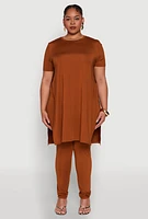 Womens Plus Size Daisy High Waist Leggings, Brown, Size 3X