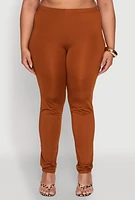 Womens Plus Size Daisy High Waist Leggings, Brown, Size 3X