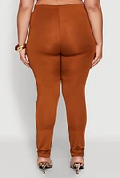 Womens Plus Size Daisy High Waist Leggings, Brown, Size 3X