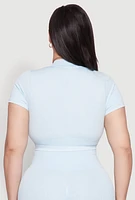 Womens Plus Daisy Mineral Wash Seamless Zip Front Top,